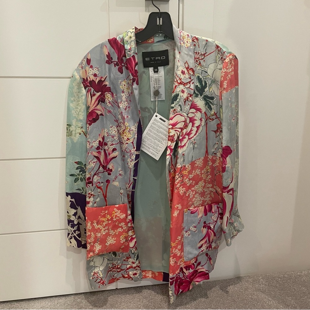 Etro Patchwork-Effect Floral-Print Jacquard Jacket Size IT 38, us 2